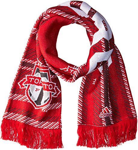 adidas Adult Unisex's Jacquard Scarf w/Block Name, Red, One Size