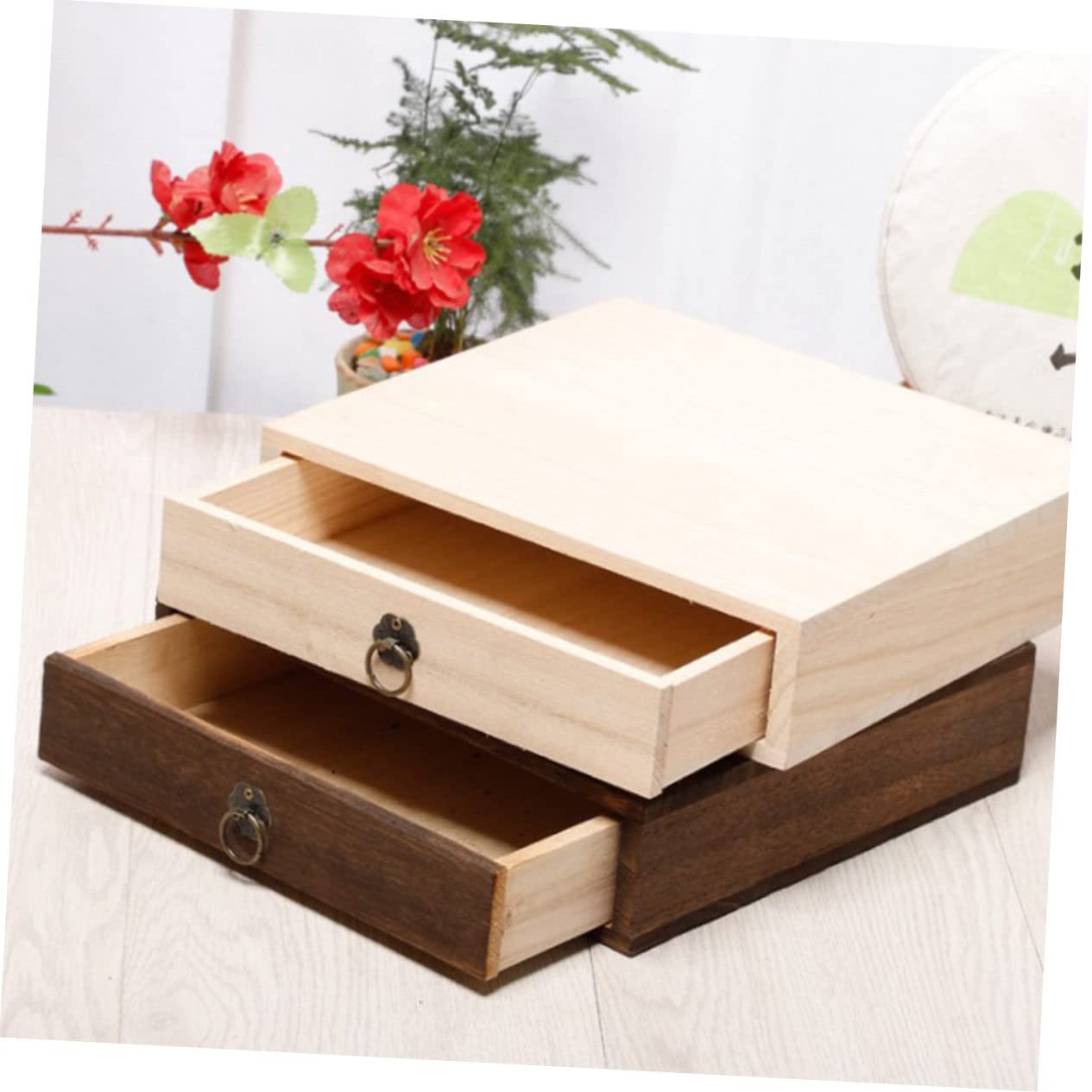 Ipetboom Caja de Madera Marrón para Té Pu'er Diseño Retro y Multi-capa, Caja Organizadora Cajones Impermeables Fácil de Usar para Almacenamiento en Cocina