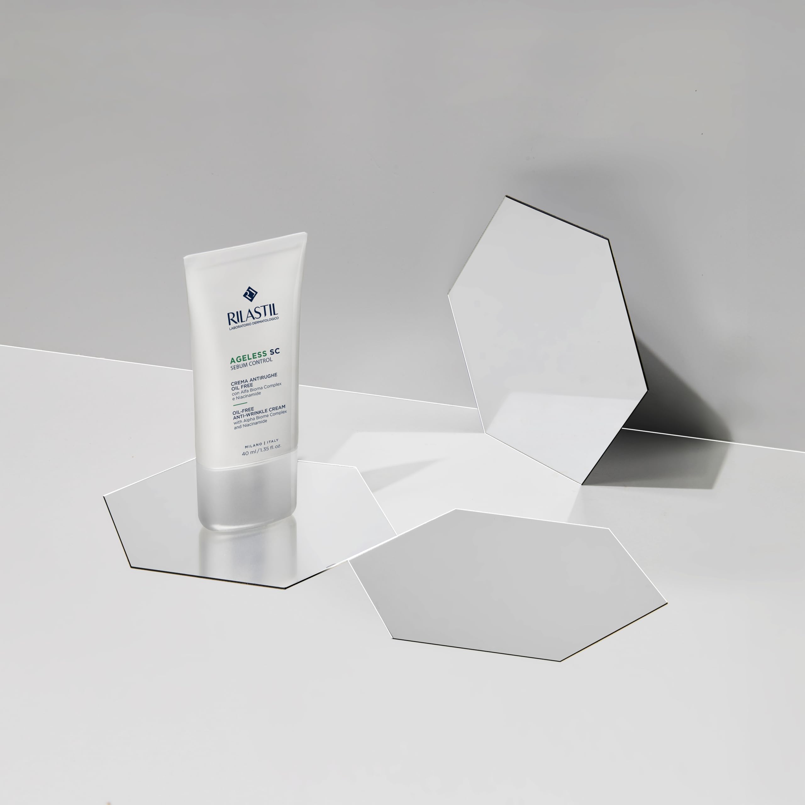 Rilastil Ageless SC Sebum Control, Crema antirughe oil free levigante e idratante con Alfa Bioma Complex e Niacinamide, 40 ml