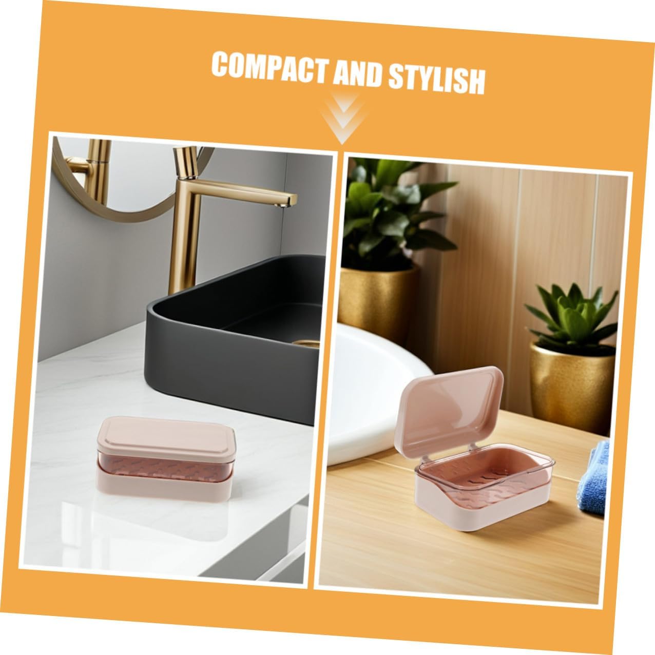 4pcs Pink Draining Soap Dish with Lid, Removable Double-Layer Plastic Soap Holder Case for Bathroom and Shower Storage
