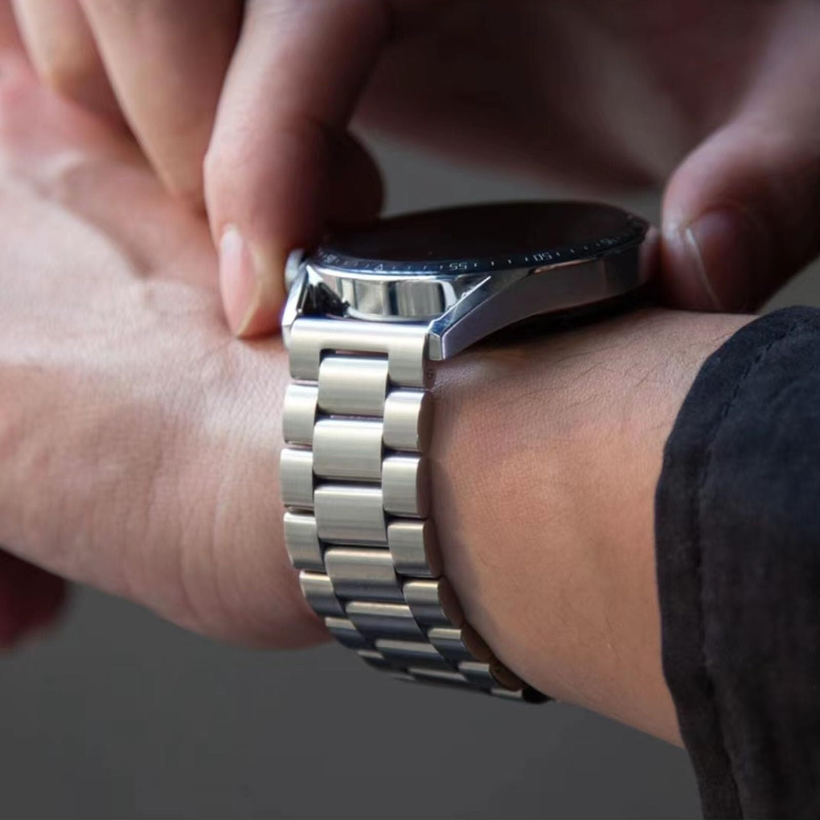 CZKE Correa de reloj de acero inoxidable de liberación rápida de metal cepillado mate de 18 mm, 20 mm, 22 mm, correa de repuesto para reloj inteligente para hombres y mujeres