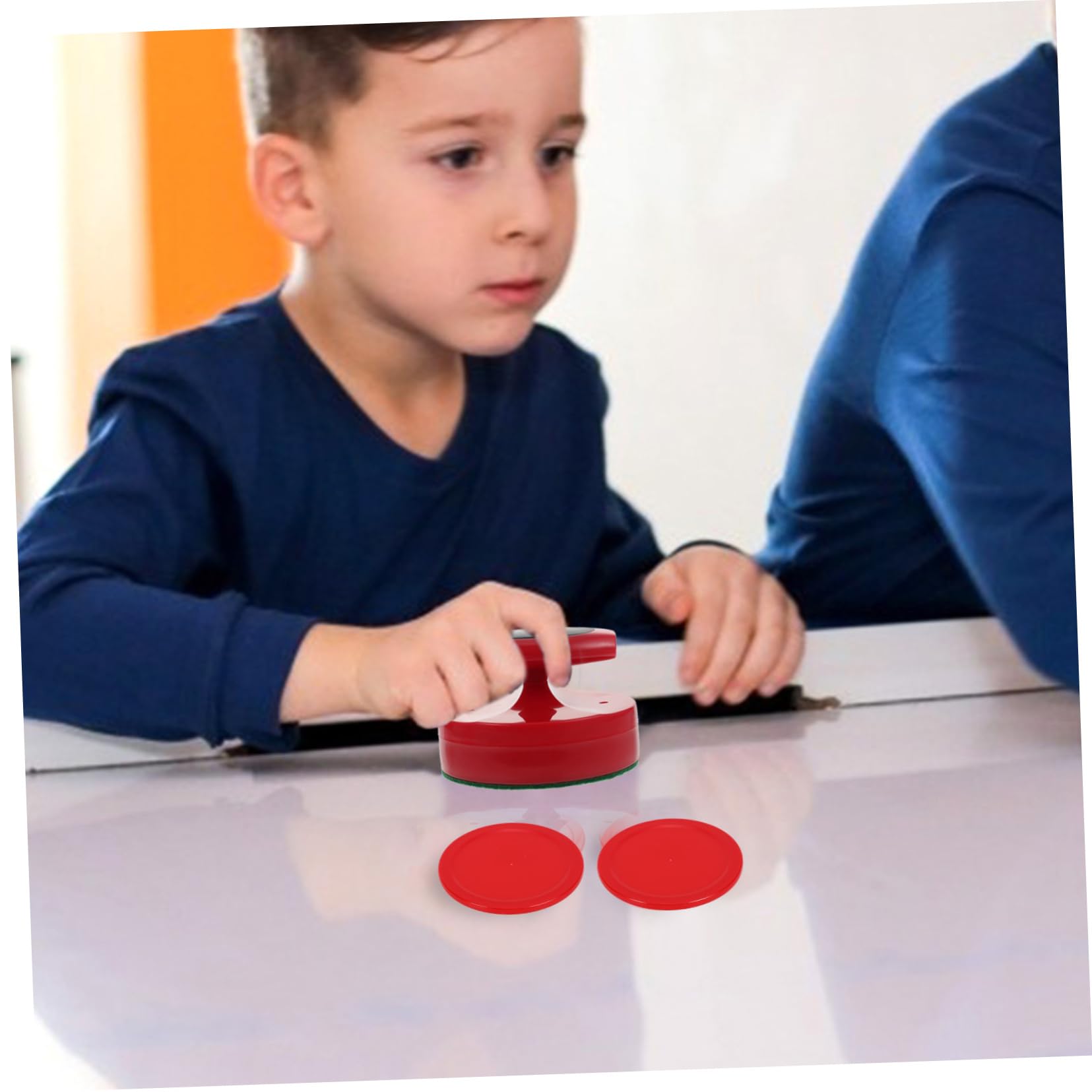 ibasenice 4sets Completo Di Accessori Per Hockey Su Ghiaccio Impugnature Rosse Con Feltro Dischi Sostitutivi Per Giochi Da Tavolo Per Famiglie e Divertimento Al Coperto