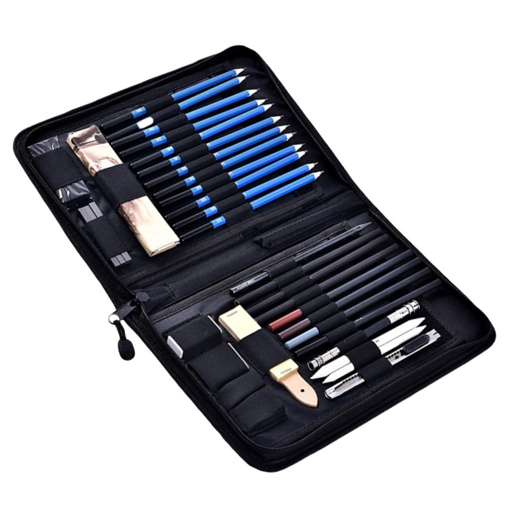 NUOBESTY Ensemble de 40 Crayons de Dessin en Bois pour Croquis et Dessin Artistique, Bien Organisé Paquet de Rangement