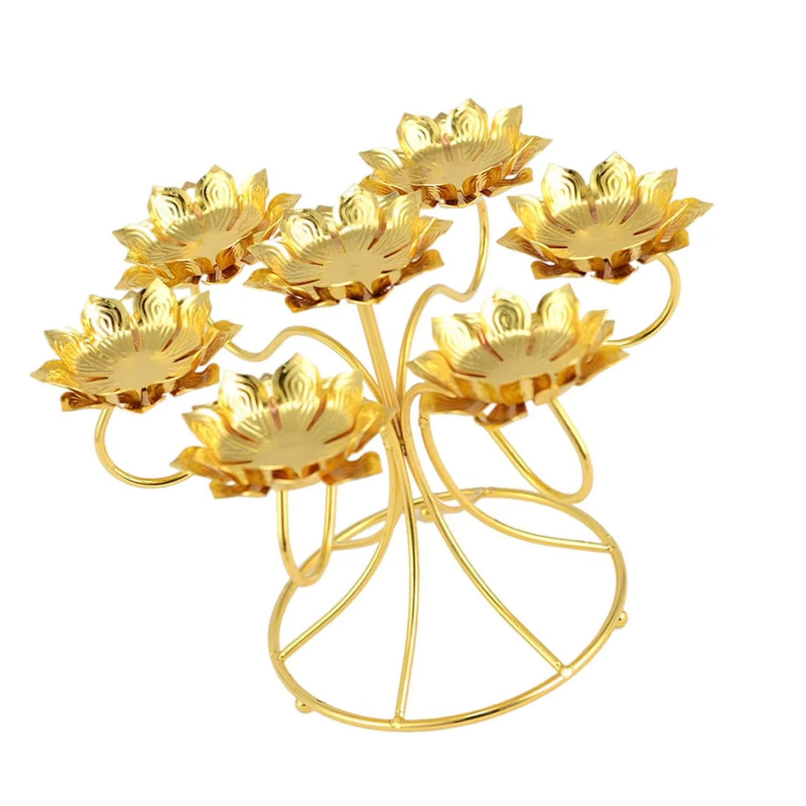 Butter Lamp Holder Coppers Candlestick Seven Lotuses Buddhas Base Ghee Stand