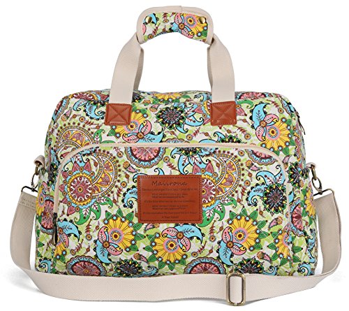 Malirona Canvas Overnight Bag Women Weekender Bag Carry On Travel Duffel Bag Floral