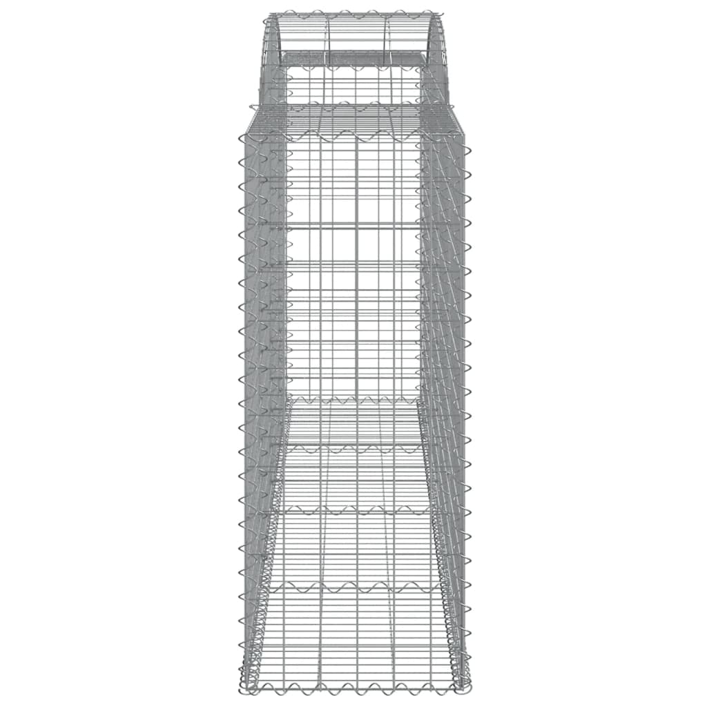 Gaviones con arco 2 unidades de hierro galvanizado 300x50x120/140cm para barrera de jardín y protección visual como pared decorativa de gaviones con aislamiento acústico de alambre robusto