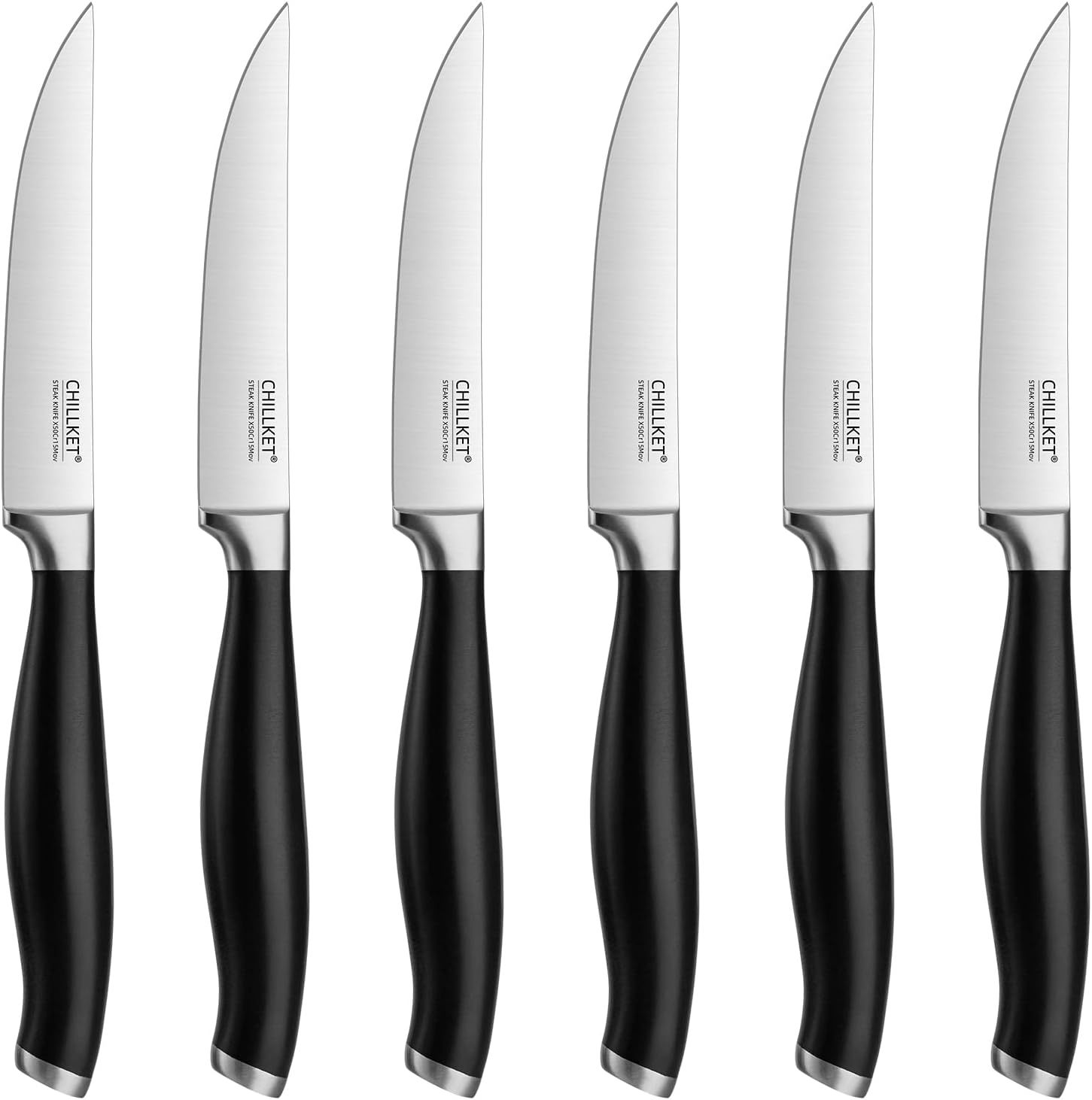 CHILLKET Steak Knives, Steak Knife Set of 6, Plain Edge