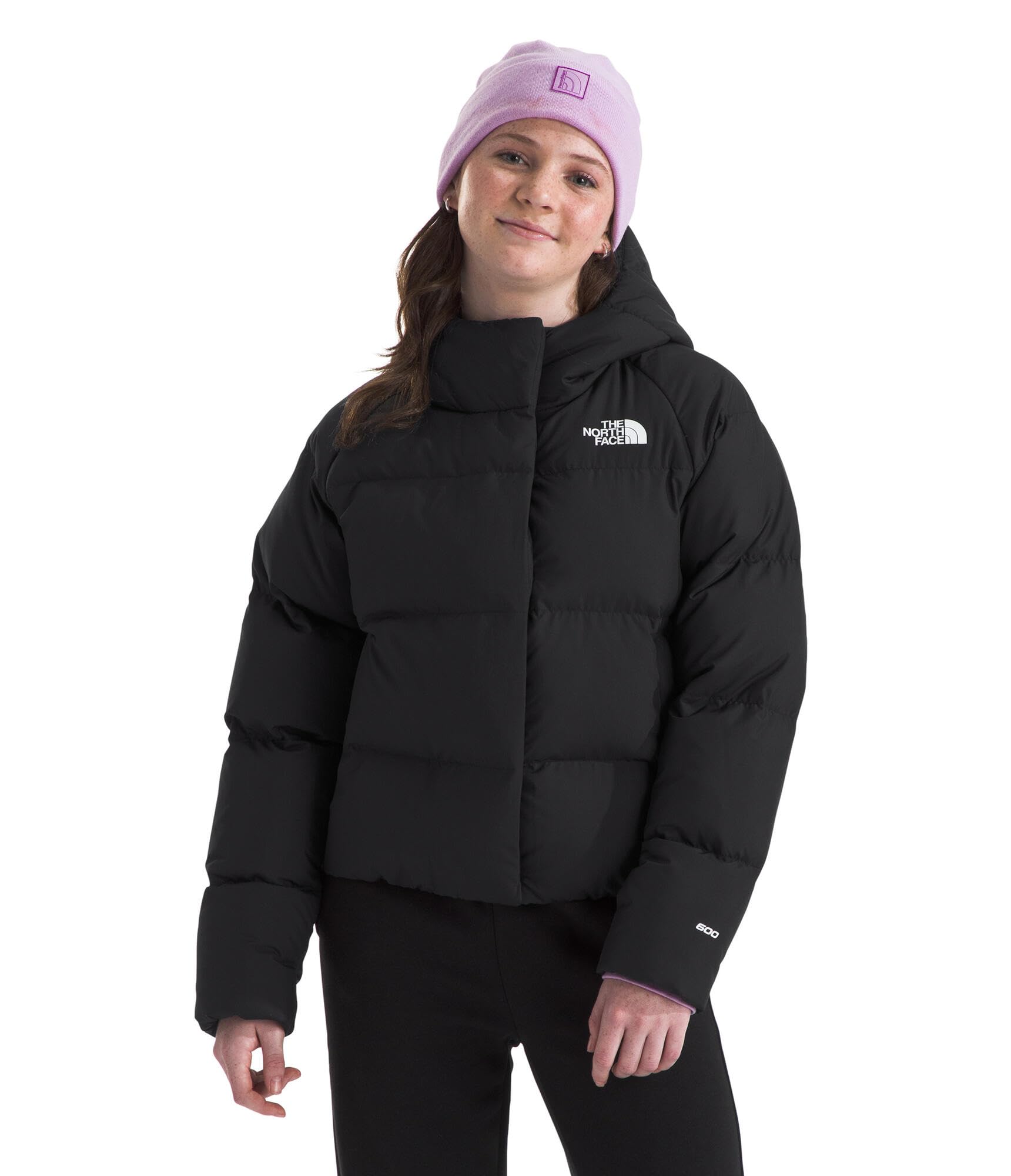 The North Face Girls Down Hooded Jacket, Black, Size Xs=6 Years