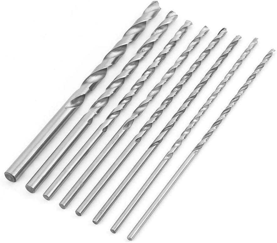 8PCS 200mm Straight Shank Drill Set Lengthened High Speed Steel Drill Set Tool 4-10mm, Used for Wood Plastic and Aluminum