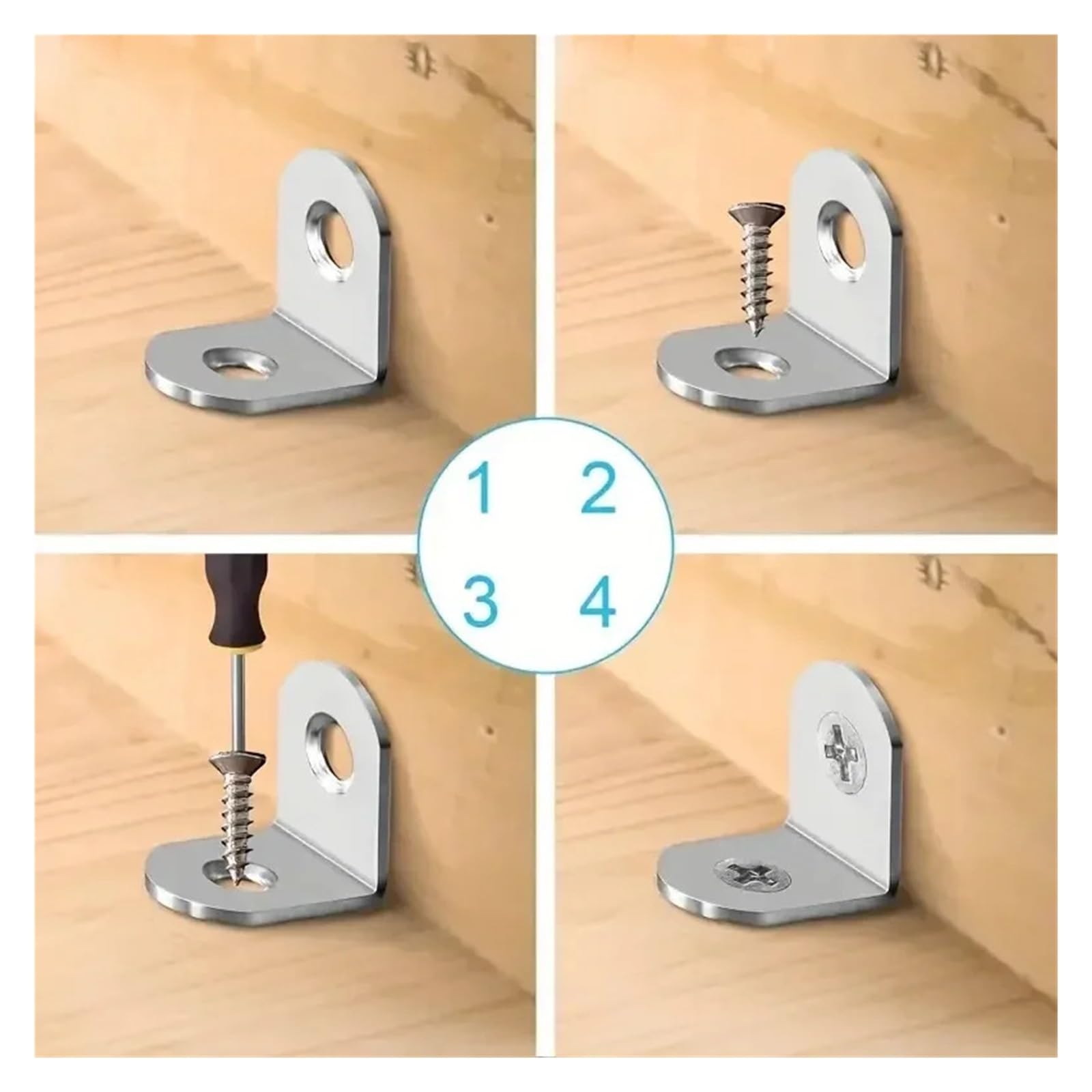 Staffe a L in acciaio inossidabile da 40 pezzi - Supporto angolare piccolo ad angolo retto for scaffali, mobili in legno, sedie, hardware for