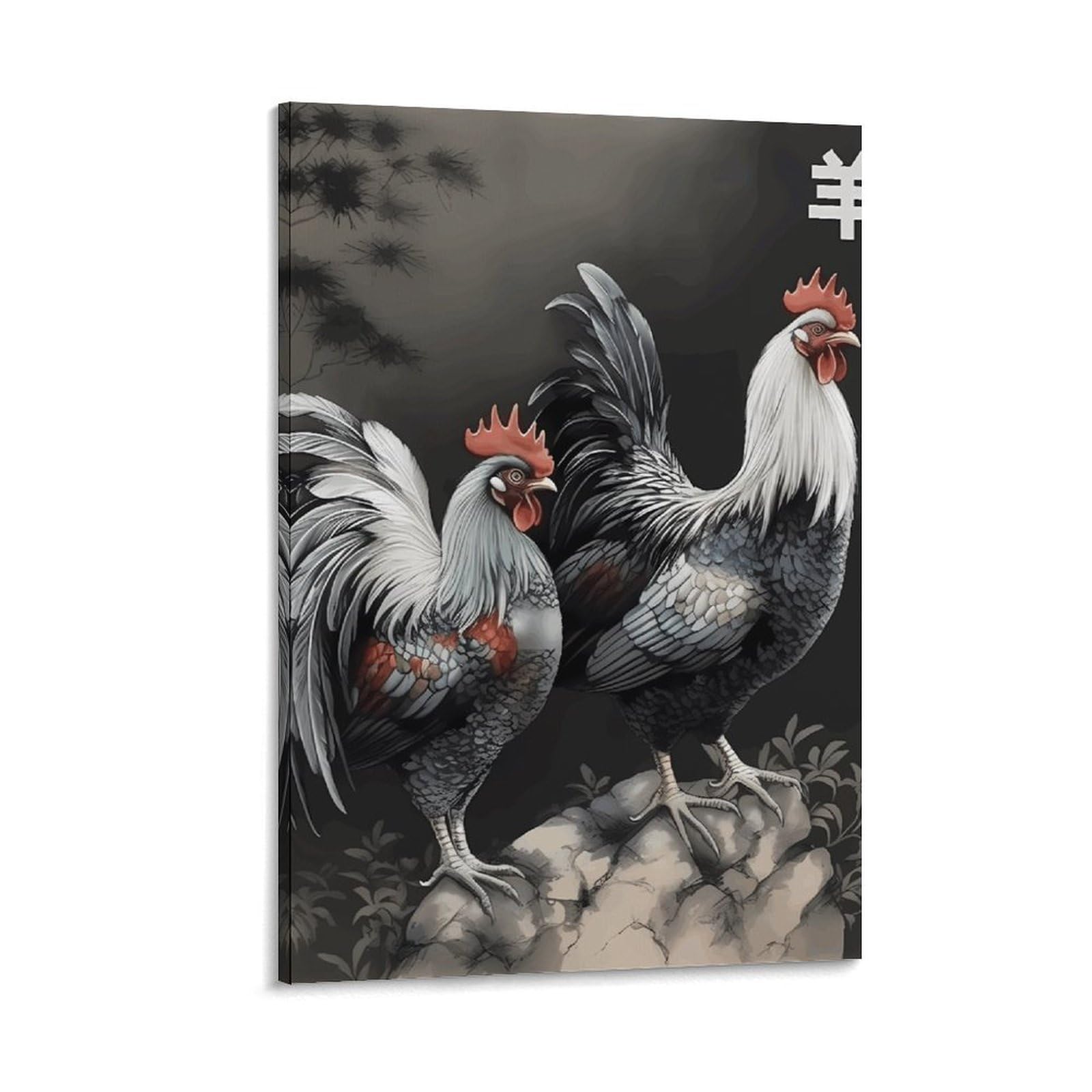 Canvas Wall Art for Living Room 16"x24" Modern Artwork Painting Pictures Hanging Canvas Prints Rooster Pattern Aesthetic Wall Art for Bedroom Bathroom Office Wall Art Print Decor Rooster Pattern Canv