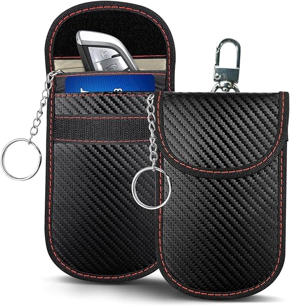 Image of figurine Faraday Bag, Car Key Case for Signal Protection, Secure Faraday Bag for Phone and Car Keys, Large Size with Keychain Design for Daily Commute and Travel Use