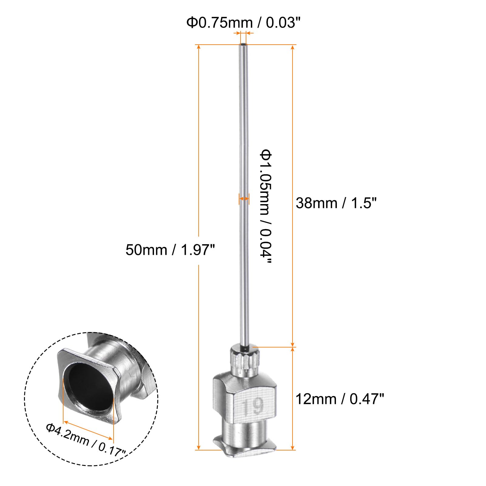 QUARKZMAN 12 szt. 19 igieł do dozowania ze stali nierdzewnej, 1 1/2" igła do kleju metalowego, pełne fazowane końcówki Luer Lock do lepkich płynów, tuszu, kleju, zastosowań laboratoryjnych