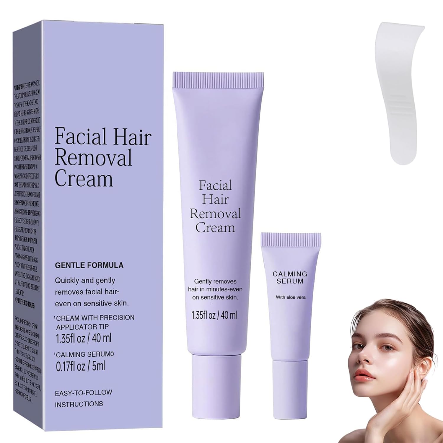 Luuma Hair Removal Cream, Hydrateology Facial Hair Removal Cream for Women, Gentle Face Hair Remover for All Skin Types, Smooth, Hair-Free Skin in 5 Minutes, Safe for Sensitive Skin(1PC)