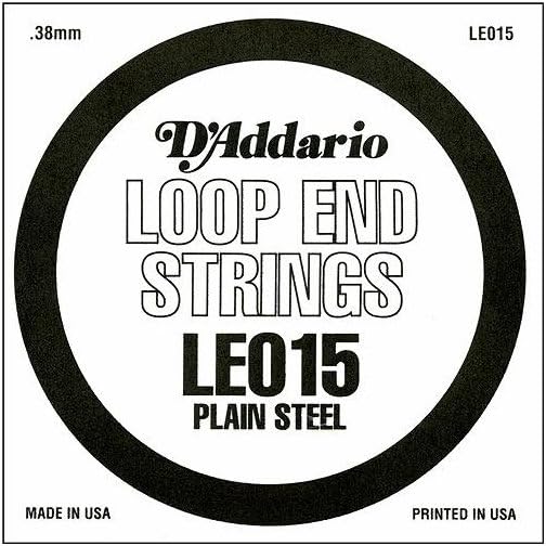 D'Addario LE015 Plain Steel Loop End Single String, .015