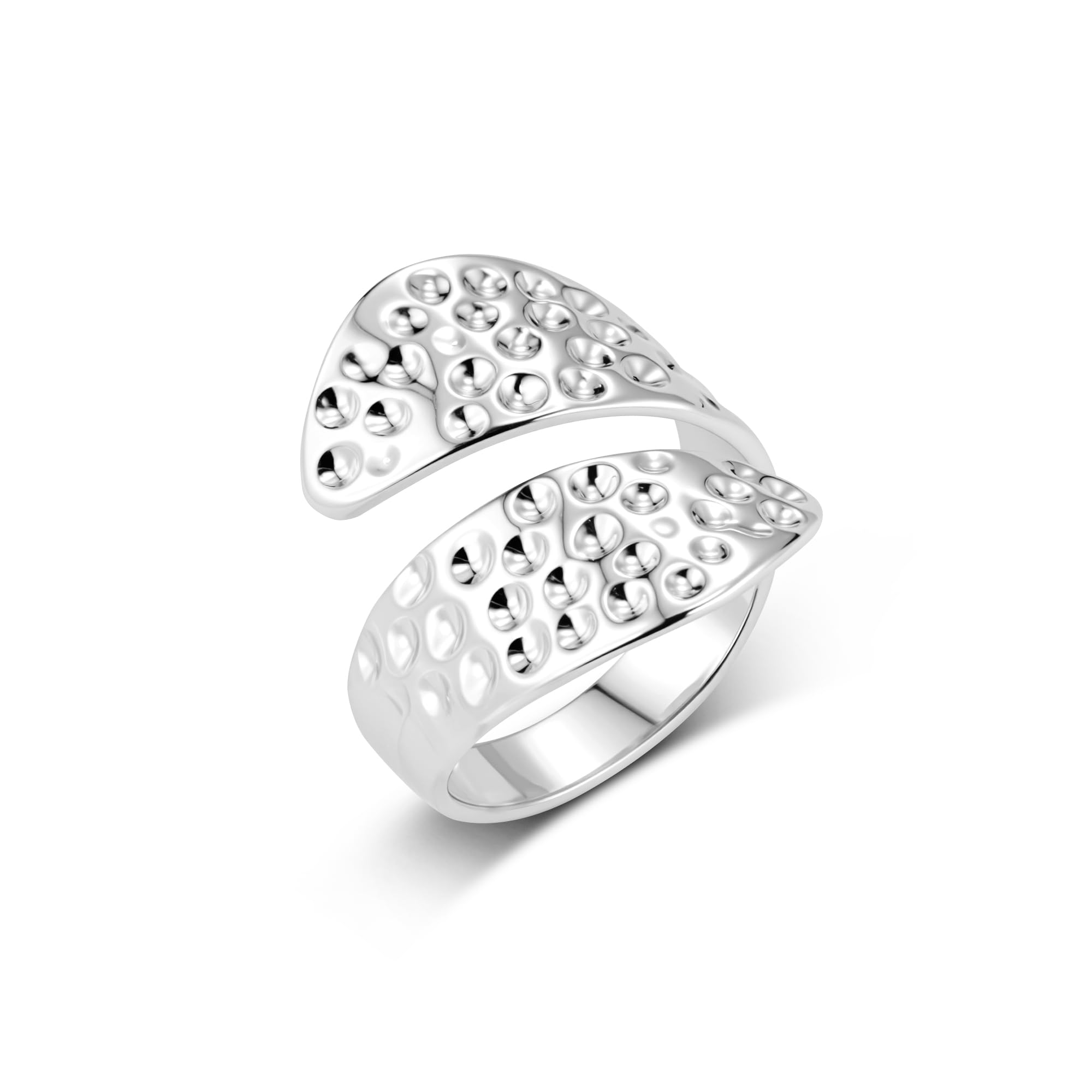 ALEXCRAFT Sterling Silber 925 Ringe für Damen, 14K Vergoldet Ring Einfacher Offen Hammer Verstellbare Ringe Glatter Kleine Wassertropfen Ring Breit Groß Daumen Finger Ringen für Damen Frauen Herren