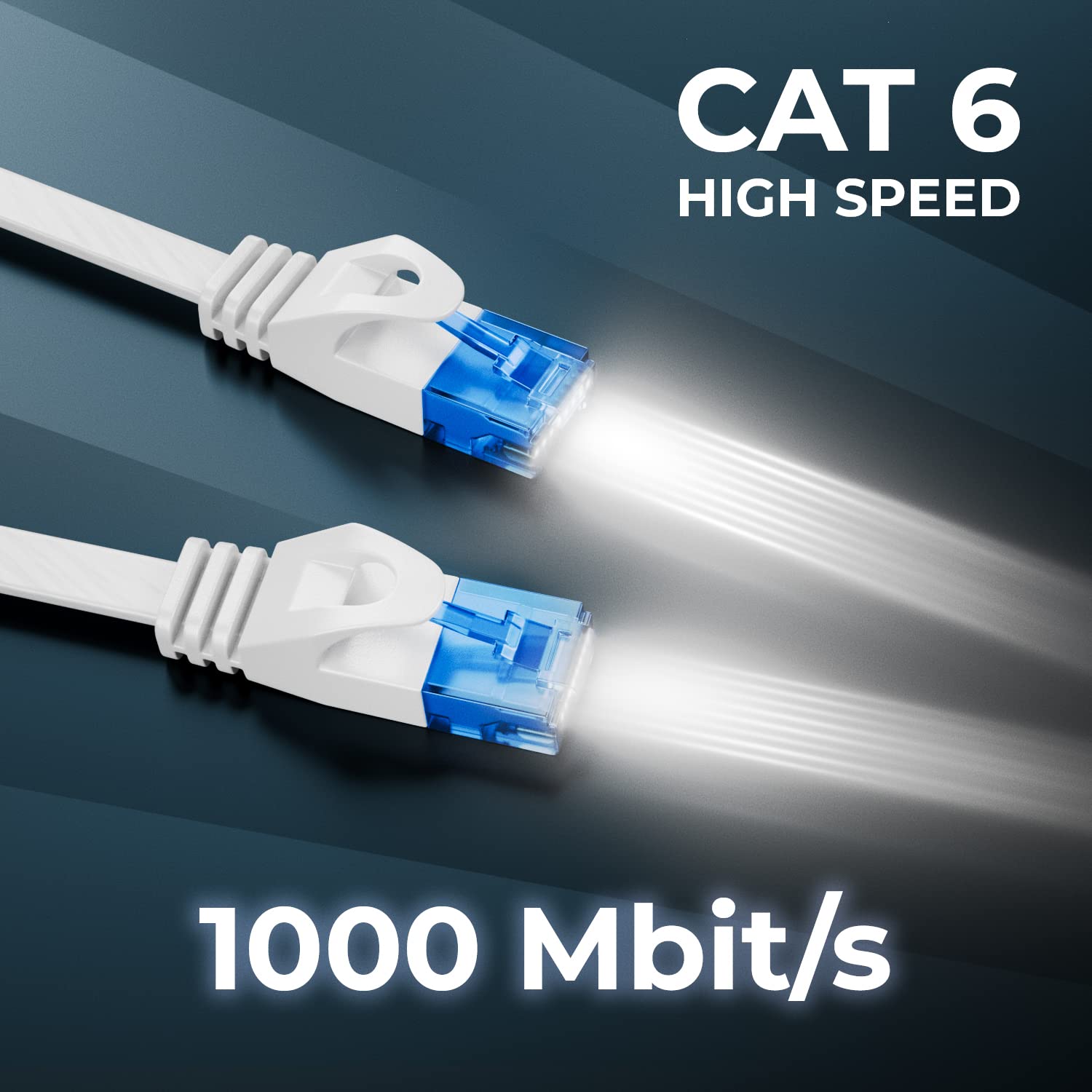 deleyCON 5m Cavo Rete CAT6 Piatto 1000 Mbit Gigabit LAN - CAT 6 RJ45 Ethernet Patch Cavo Piatto Installazione - per Internet Switch Router Modem Patchpanel - Bianco
