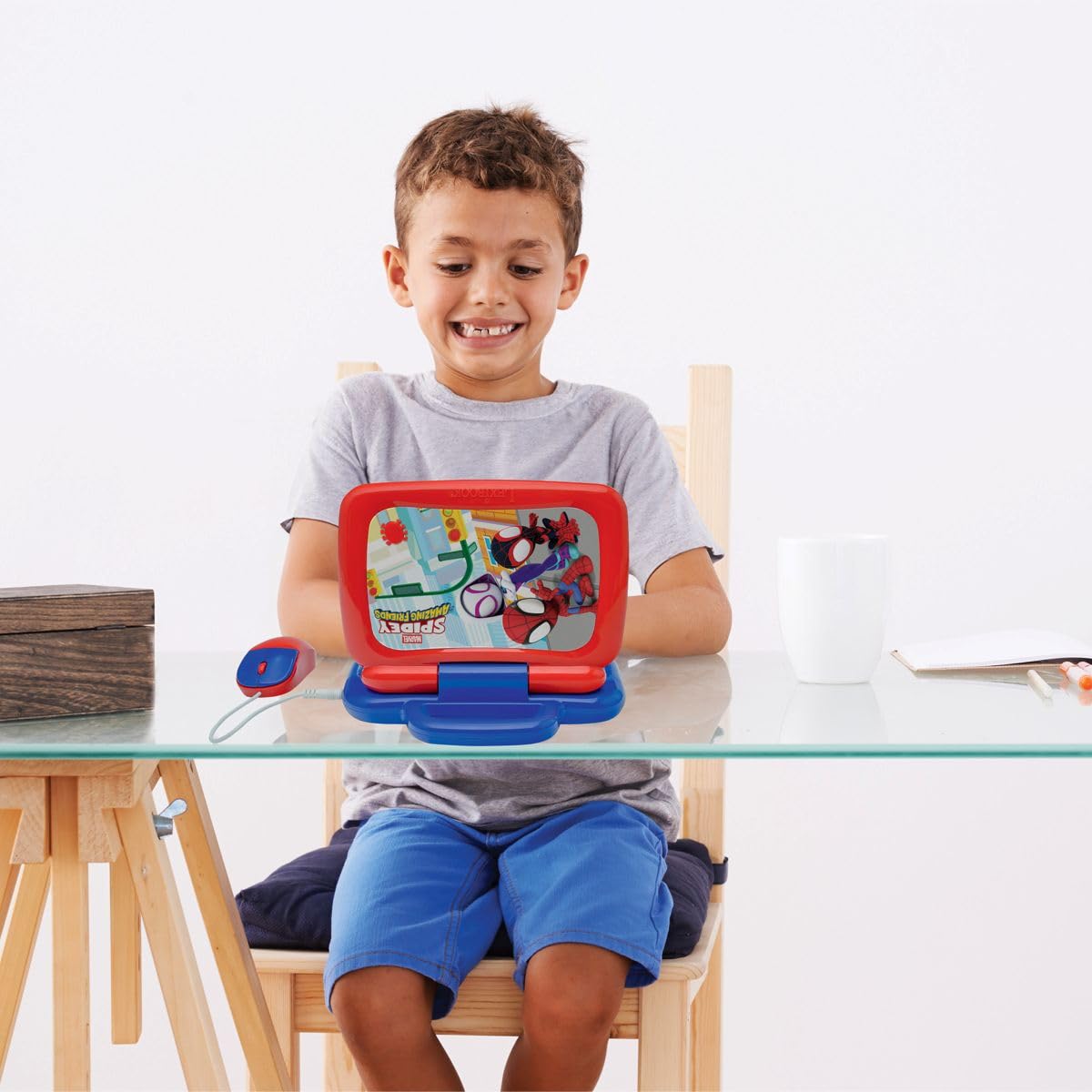 Lexibook, Laptop Educativo Bilingue Speaker Spidey, 40 Attività, Inglese e Spagnolo, 6 Categorie di Apprendimento, Racconti Animati, Metodo di Lettura, Blu/Rosso, JC398SPi2LXB