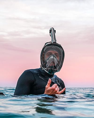 Miniatura 2 de QingSong Máscara de esnórquel de cara completa para adultos, equipo de esnórquel con soporte para cámara, juego de esnórquel con vista panorámica de