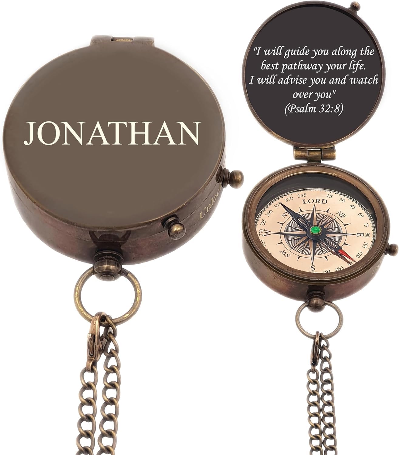 Personalized Compass, Custom Engraved Handmade Working Compass, Gifts for Men for Anniversary Fathers Day Christmas Birthday Valentines Day and Graduation Baptism (Lord Compass)