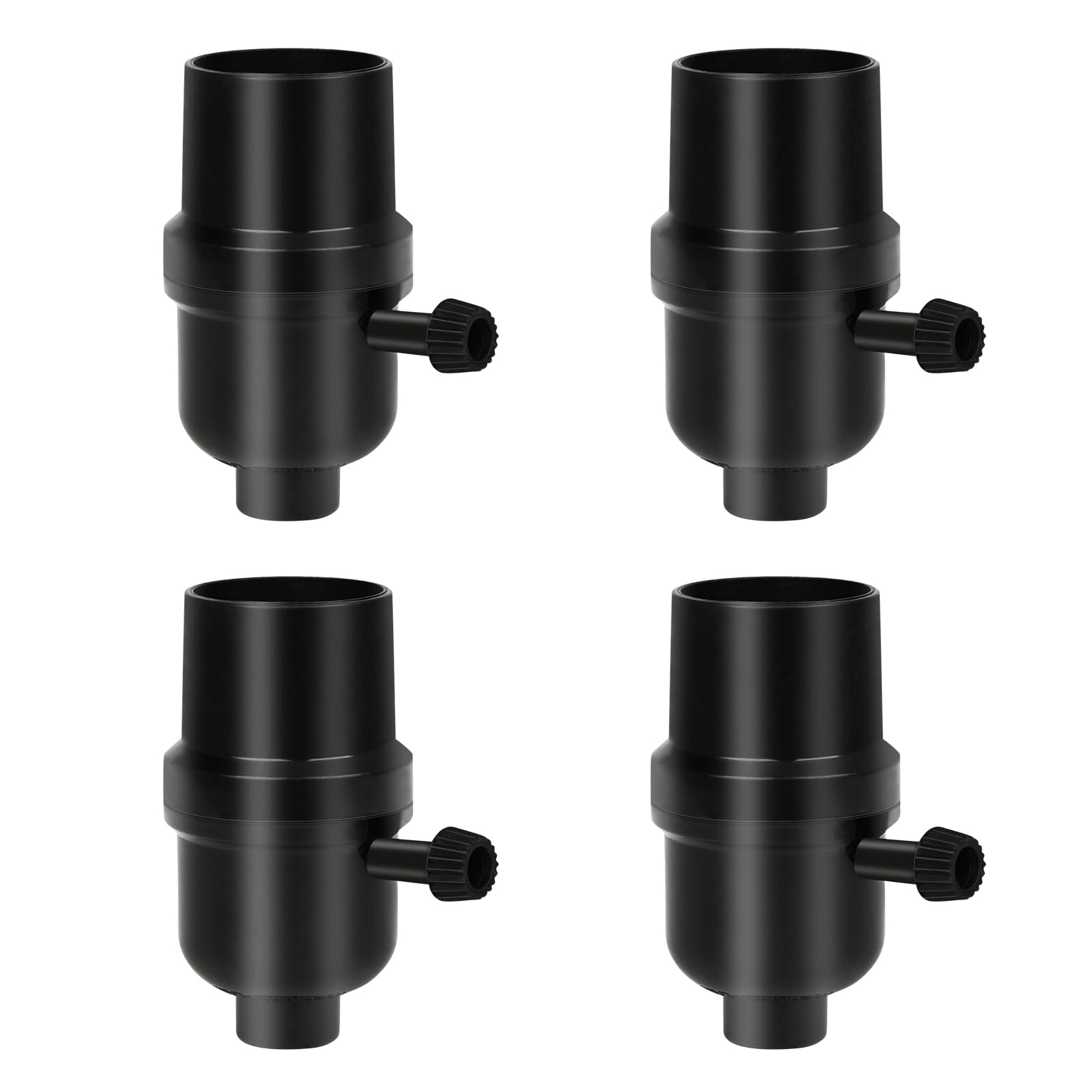 VILHTL 4 Pcs 3 Way Lamp Socket Replacement, UL Listed, E26 Medium Base, Turn Switch Knob for Low-Medium-High Light Settings Light Socket Lamp Parts for Repair Table and Floor Lamps DIY Project, Black