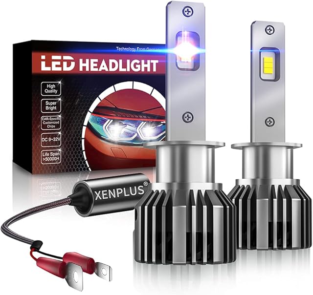 XENPLUS H1 Led Headlight Bulbs, 350% Super Bright 5530 Led Chip 10600LM 60W 6500K Cool White, IP68 Waterproof Led Headlight Conversion Kit, Mini Design Plug and Play(2 PCS)