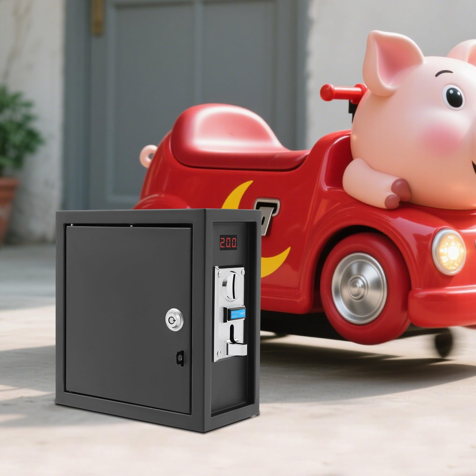 Münzautomat für Waschmaschine, 220V Münz-Zeitschaltuhr 90min mit LED-Bildschirm Zeitakkumulationsfunktion Automatische Zeiterfassung für Massagesessel, Waschmaschinen Spielautomaten