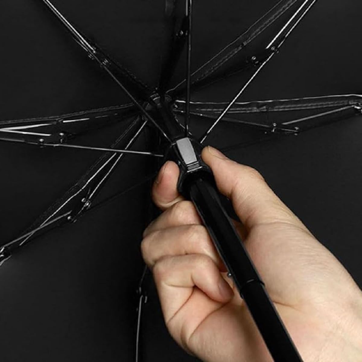 Kiuiom Kompaktowy parasol, wiatroszczelny, ultralekki, 6 żeberek, składany, wytrzymały, ochrona przed promieniowaniem UV, mini parasol na słońce i deszcz, dla mężczyzn
