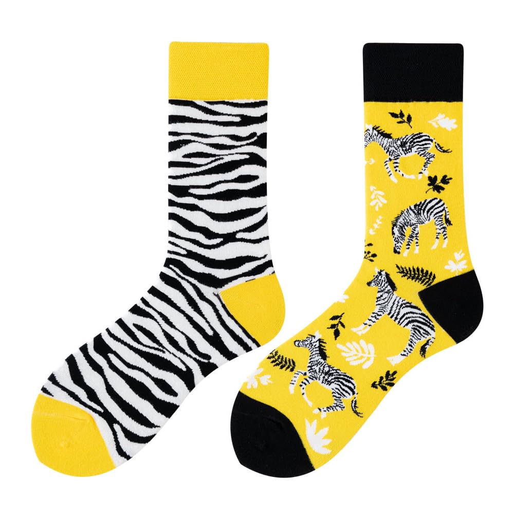 NxnChc Lustige Socken Für Damen Und Herren Unisex Viele Motive Tier Essen Obst Sport Kunst Aus Baumwolle Geschenk Asymmetrische Muster Links Und Rechts