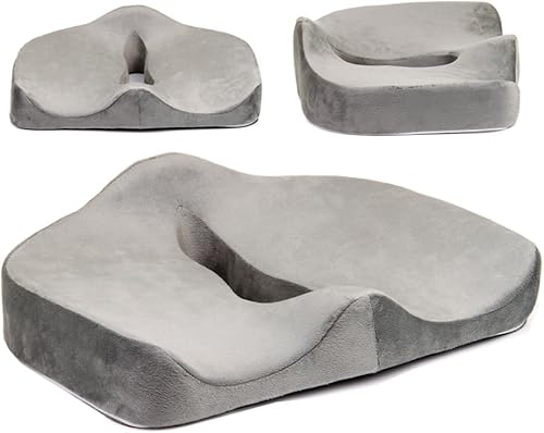 Tektrum Cojín ortopédico de espuma viscoelástica para dolor de espalda, ciática, coxis, coxis, alineación espinal, hemorroides, próstata, sentado