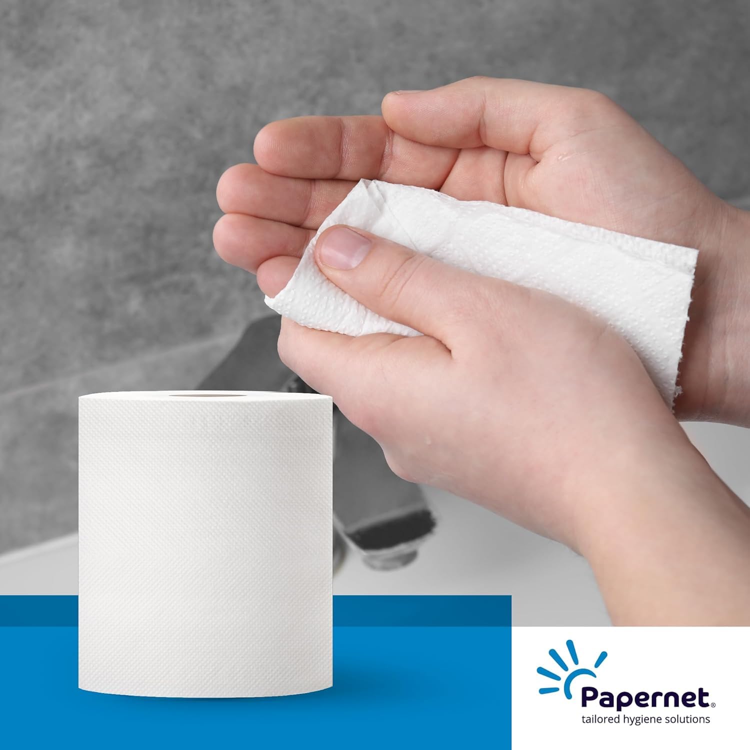Papernet - Essuie-Mains en Papier en Rouleau Autocut 416604, Paquet de 6 Rouleaux en Papier Recyclé de 185m Chacun, 1 Pli, Services de 20cm, Blanc