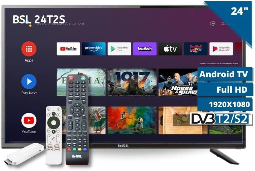 BSL-24T2SATV, Smart TV 24 pollici, LED Full HD 1920x1080, DVBT2, DVB-S2, stick ATV incluso, controllo vocale, Chromecast