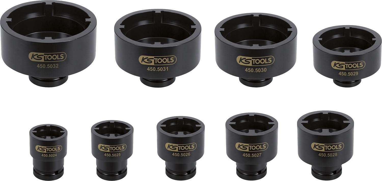 KS Tools 450.5020 Serie Chiavi Bussola per Ghiere Km, Denti Interni, 9 Pezzi