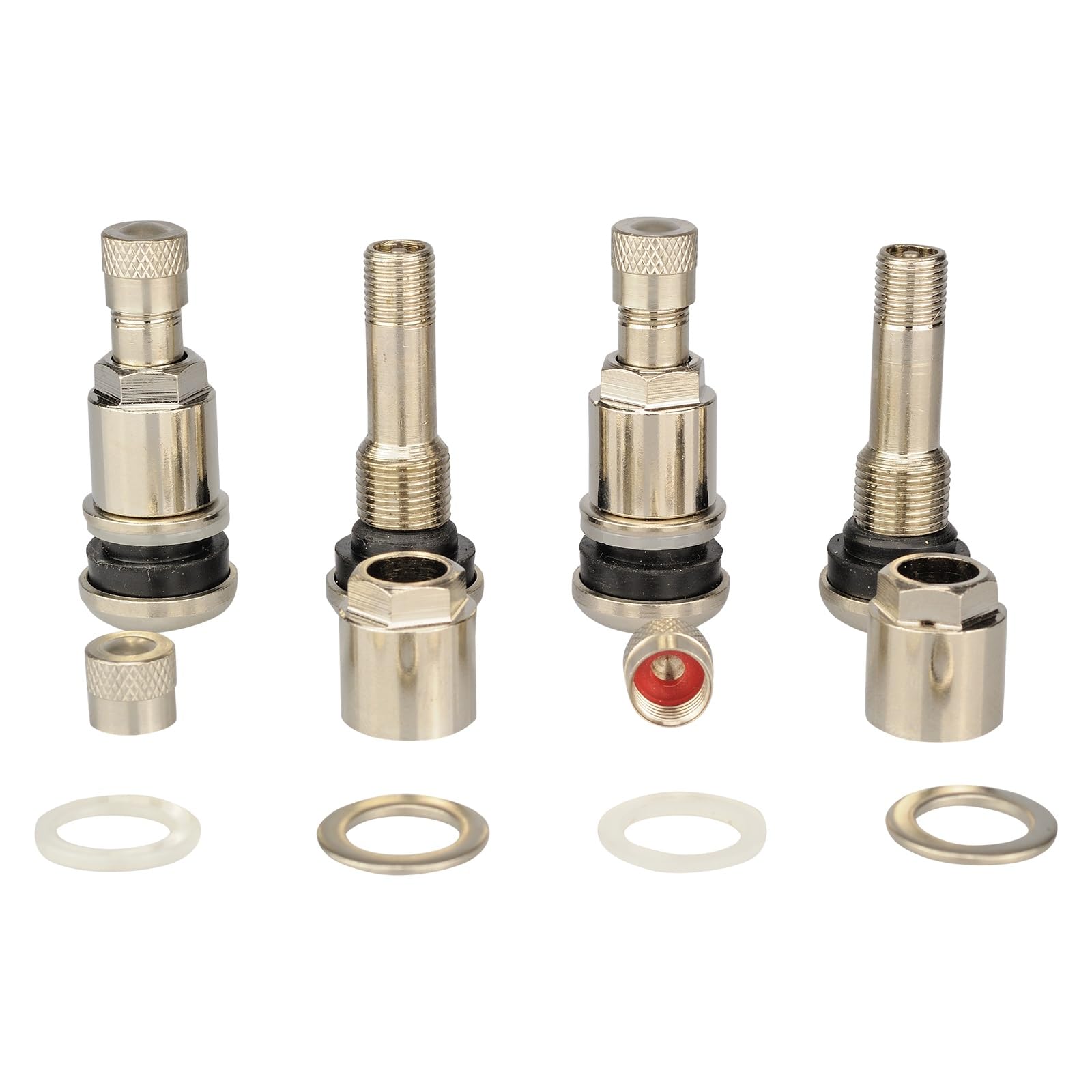 HASKYY 100 x srebrne metalowe zawory do felg samochodowych wentyle stalowe uniwersalne wentylek obręczowe 11,3 mm nowe