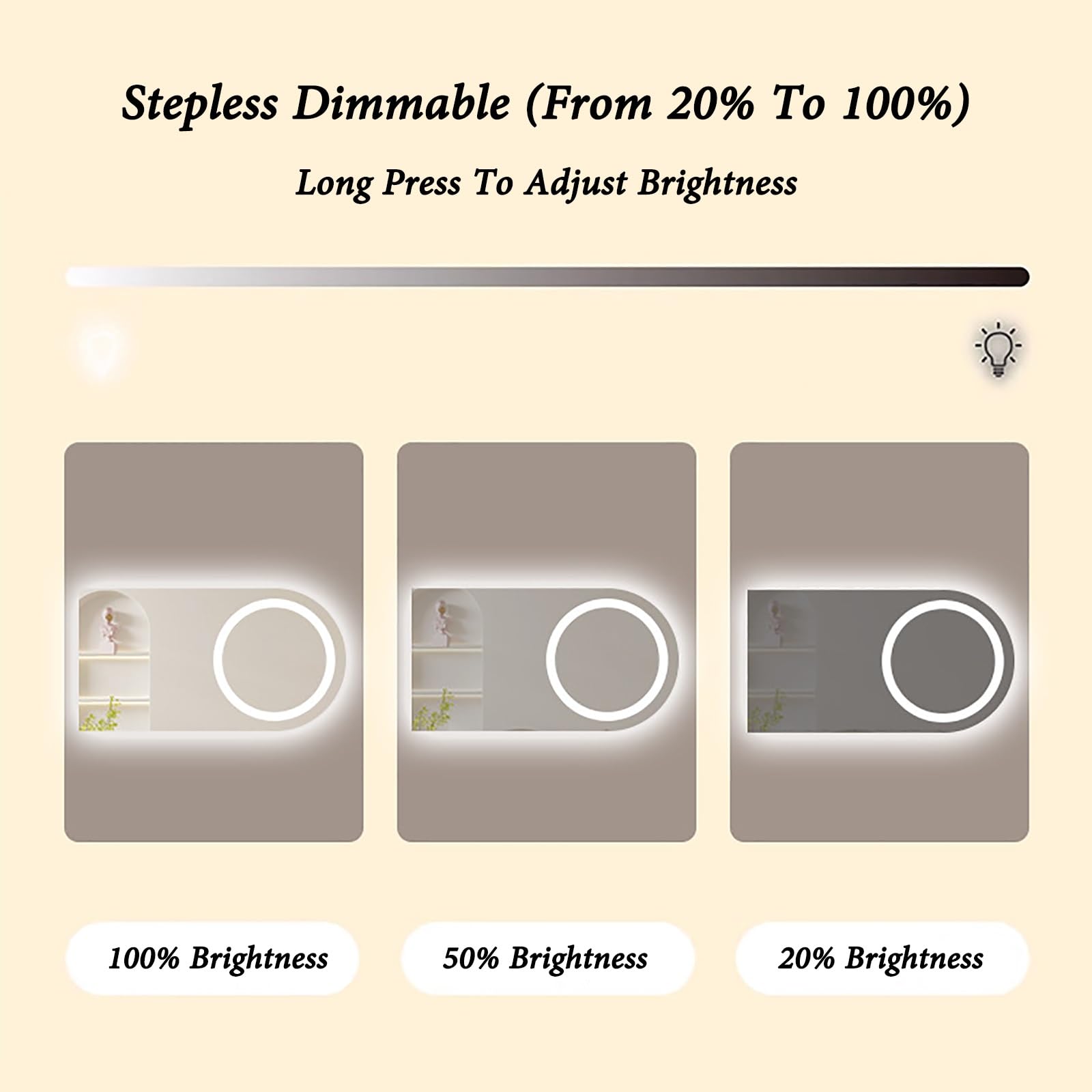 Specchio Ad Arco Con Luce Specchio Da Bagno 3 Colori Dimmerabile Specchio Bagno Orologio Temperatura Specchio Da Parete Con Antiappannamento Memoria Specchio Led Interruttore Touch(80x50cm/32x20in)