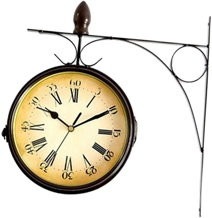 Clocks Antique Double Sided Wall Clock for Station Railway Outdoor Garden Decor