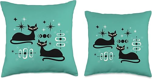 Miniatura 3 de Cojín moderno de color verde azulado retro de mediados de siglo de la Edad Atómica