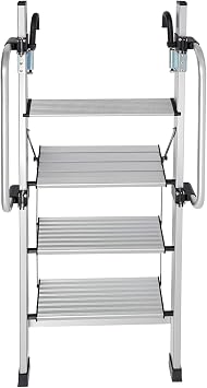 Undercat 4 Steps Bunk Bed Ladder, 4.7ft Aluminum Alloy Step Ladder with Removable Handrails & Adjustable Angle Treads, 330 lbs Load Capacity, RV Camper Dorm Loft Stair, Folding Truck Climbing Ladders