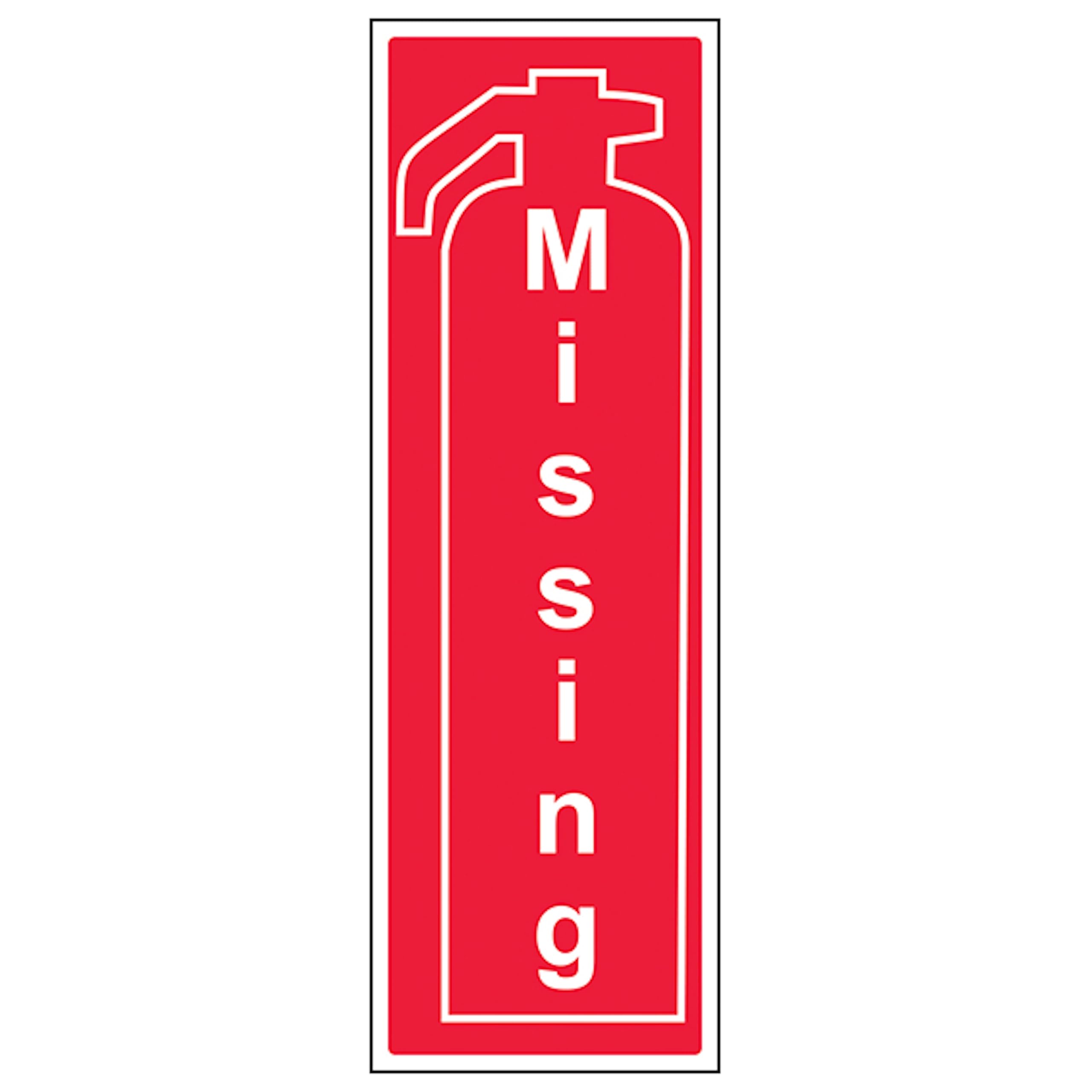 V Safety Fire Extinguisher Missing 150 x 450 mm - Glow In The Dark 1mm Rigid Plastic Safety Sign
