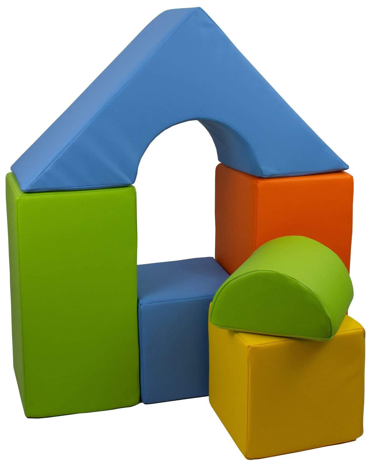 Velinda 6-TLG. Mini-Schloss-Set Groß-Softbausteine Schaumstoffbausteine Riesenbausteine (Farbe: gelb, grün, blau, orange)