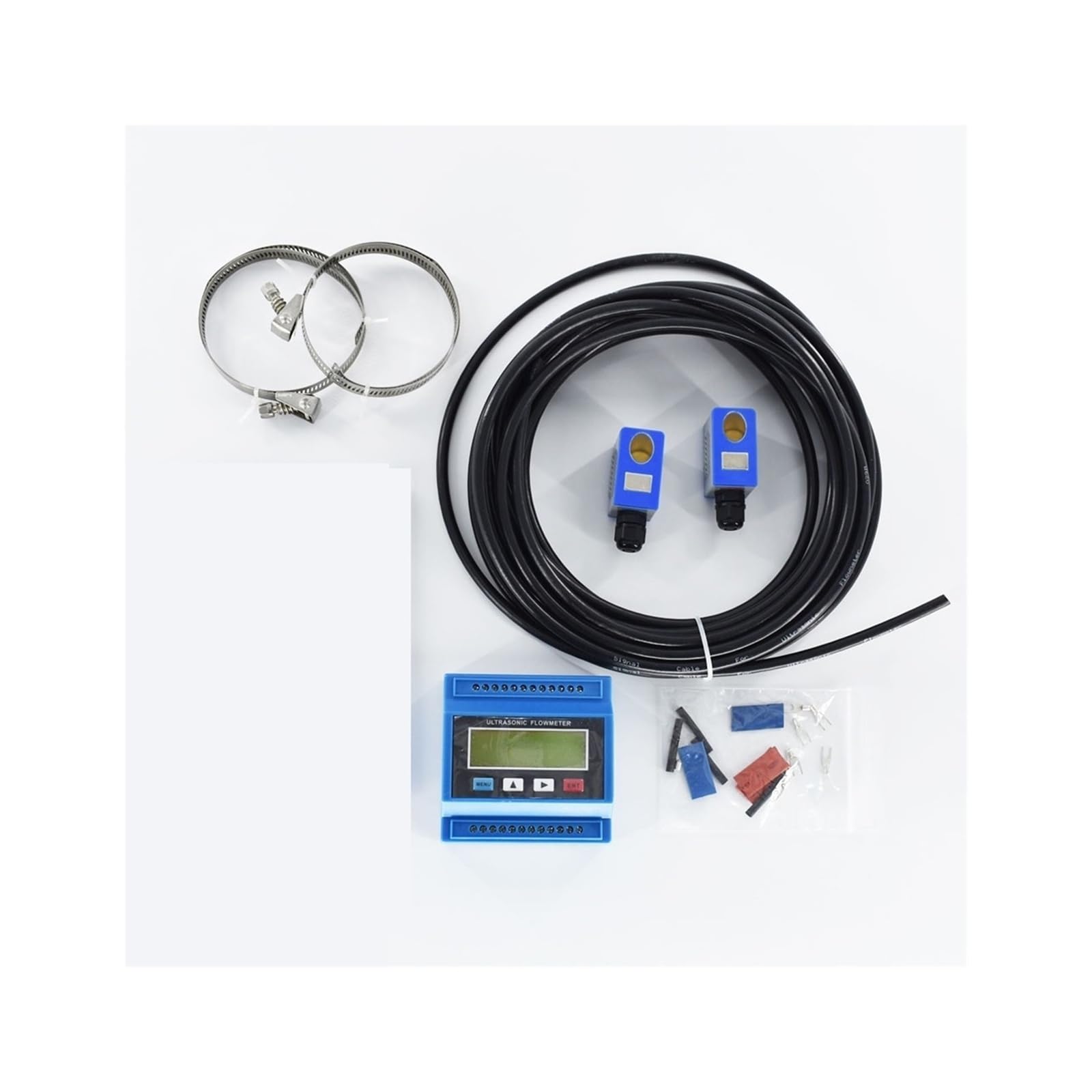 TUF-2000M Digitaler Flüssigkeitsdurchflussmesser, Ultraschall-Durchflussmodul mit Clamp-on-Sensor TS-2 TM-1 TL-1 DN15-DN6000 for Kupfer-/PVC-Rohre Präzise Messwerte(Host and TS-2)