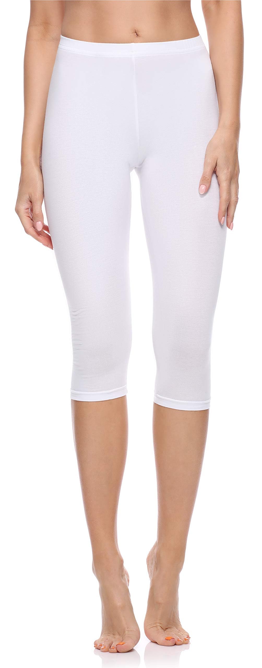 Merry Style Leggings Donna 3/4 Pantaloni Capri Morbidi e Confortevoli Leggins Donna in Cotone Traspirante Elastici e Delicati sulla Pelle Sensibile MS10-199