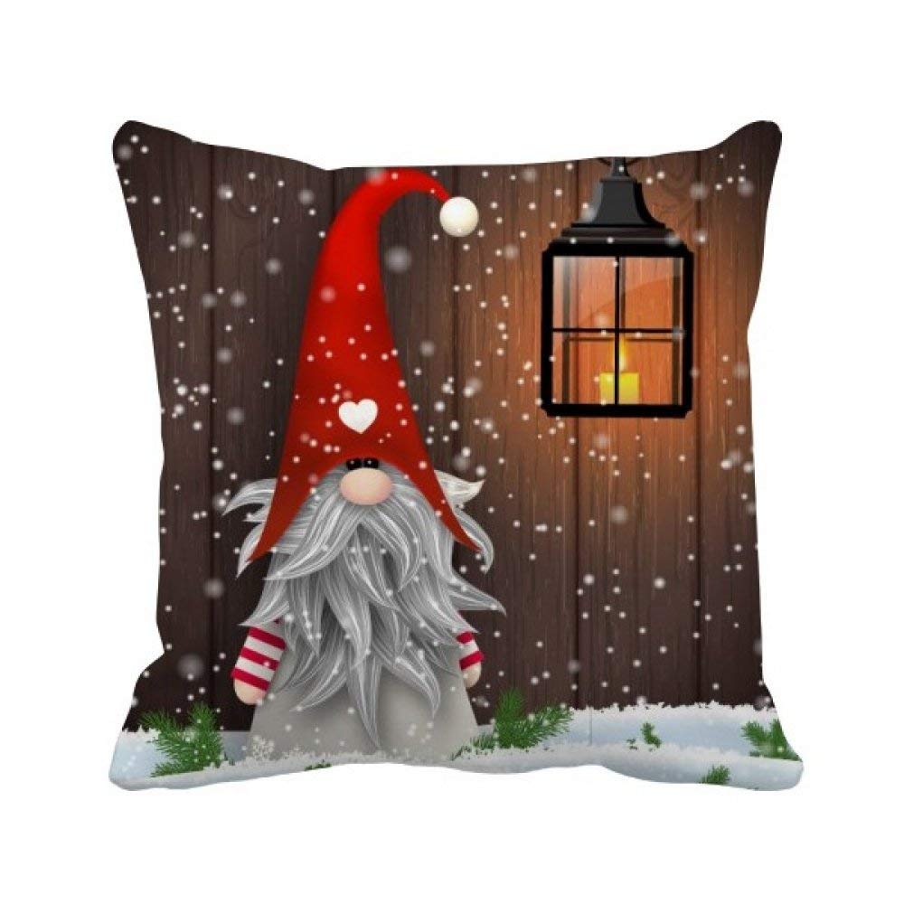 Housse de coussin Noël à motif flocon et moustache pour canapé de salon