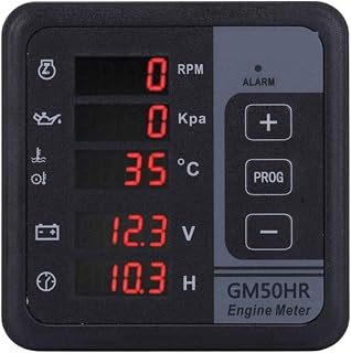 1pcs GM50H MK3 Engine Digital Meter Diesel Generator Monitor with Water Temperature Sensor Oil Pressure Sensor(GM50HR MK3)
