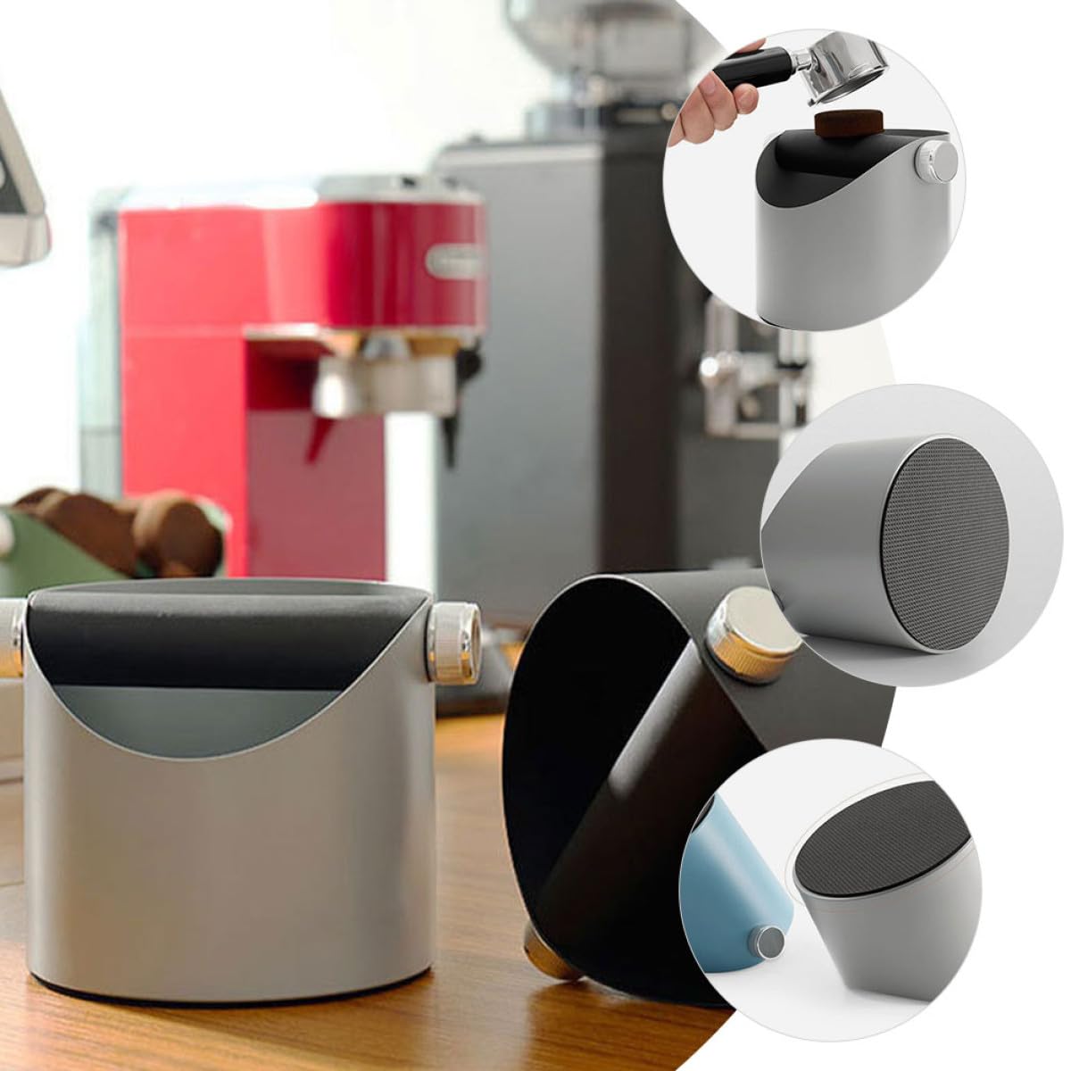 SHINEOFI Kaffeepulver Abklopfbehälter Stahl Espresso Abklopfbehälter Kaffeezubehör Für Kaffeestationen Kaffeerestebehälter Für Zuhause Und Cafés