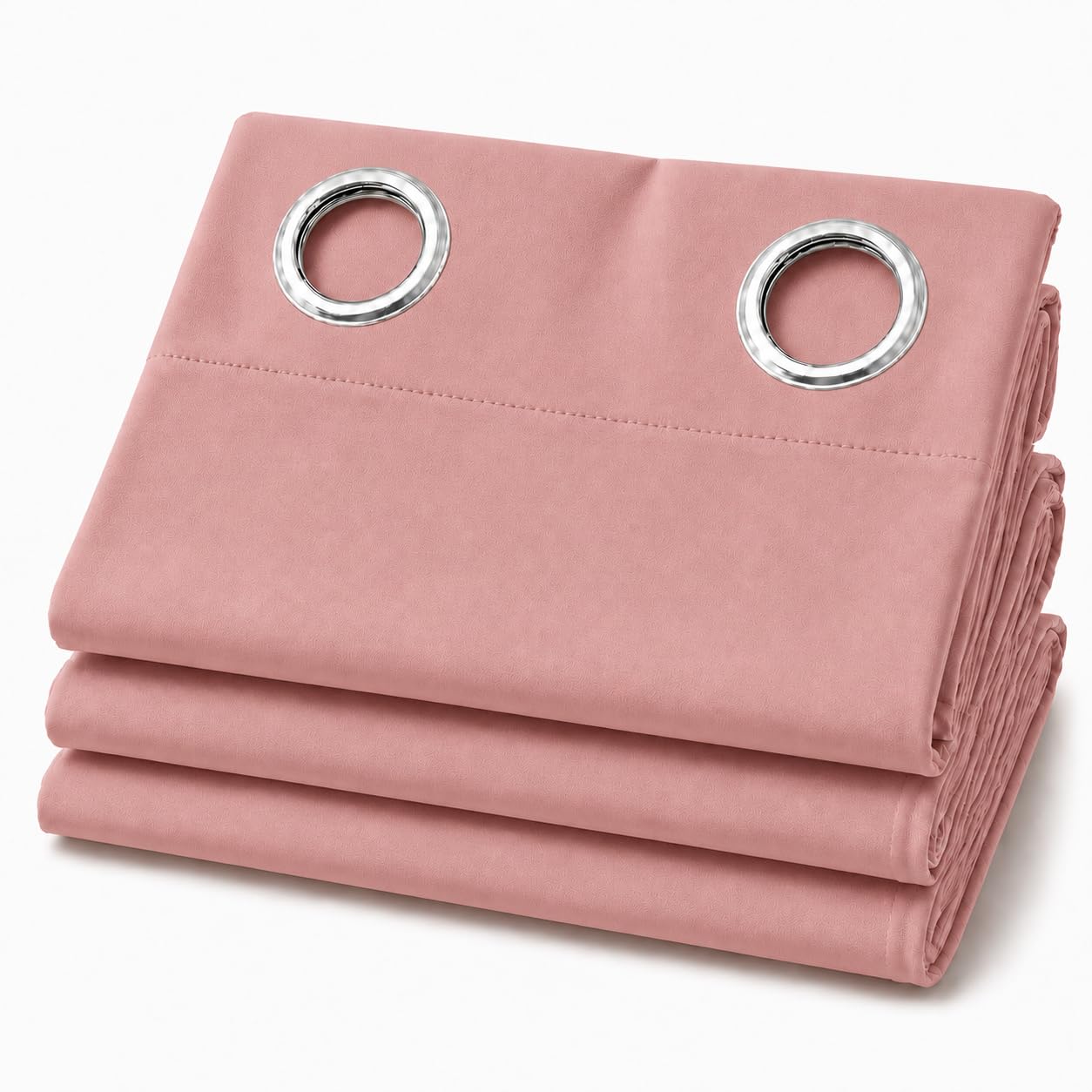 BOSKI LONDON Blackout Eyelet Curtains 2 Panel Thermal Insulated Ring Top Curtains for Bedroom, Living Room Room Darkening Window Curtains (BLUSH PINK, 66" width x 54" drop (2 Panel))