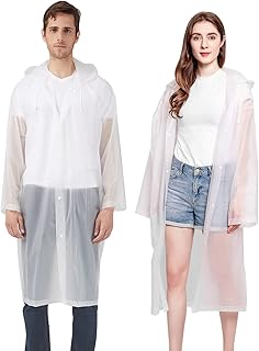 Rain Ponchos Raincoats for Adults Women Men, Reusable Rain Jacket Coats with Hood for Family Disney Park Travel 2 Pack