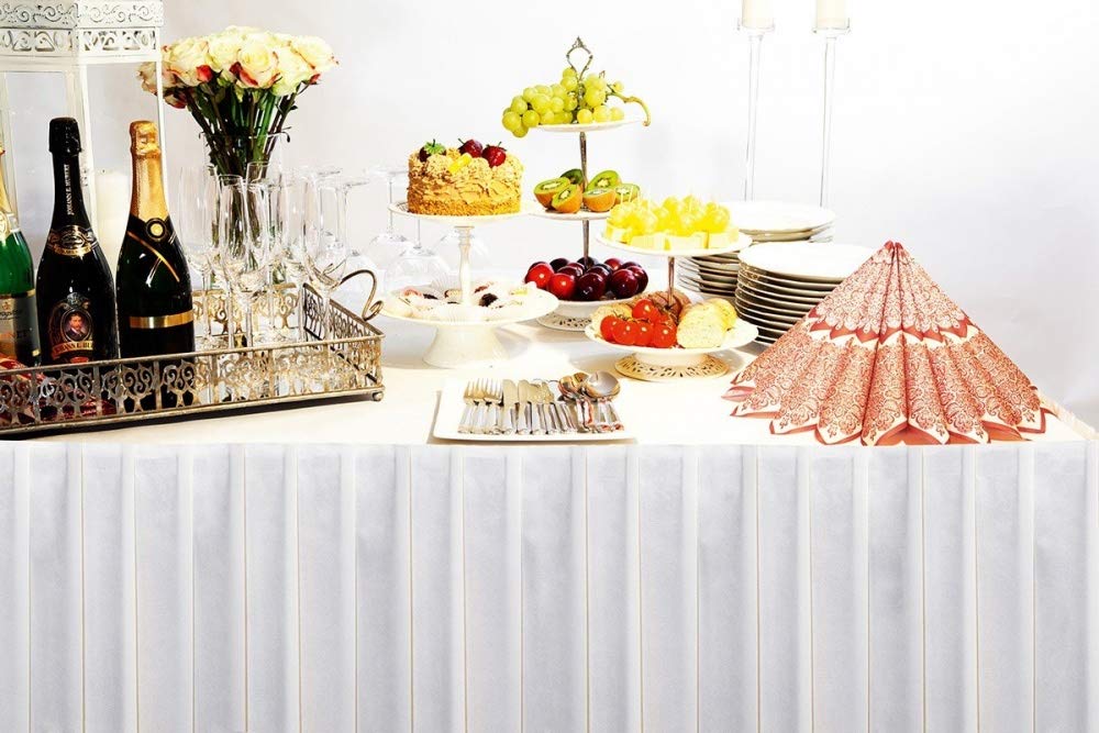 Mank Skirtings Tischrock mit Kellerfalte Buffetumrandung aus Linclass® Airlaid Ideal für Banketts Hochzeiten Gastronomie - 72cm x 4 m - 1 Stück (Weiß)