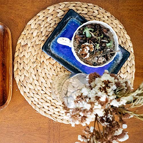Image of Woven Placemats Set of 6, Table Mats Set of 6, Water Hyacinth Round Placemats for Round Table, Chargers for Dinner Plates, Wicker Chargers for Dinner Plates, Woven Placemat, Place Mats 13.4 in