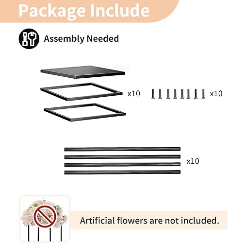 Miniatura 6 de NUPTIO Jarrón de metal negro para centros de mesa de boda, 10 jarrones rectangulares de 15.7 pulgadas de alto para mesas